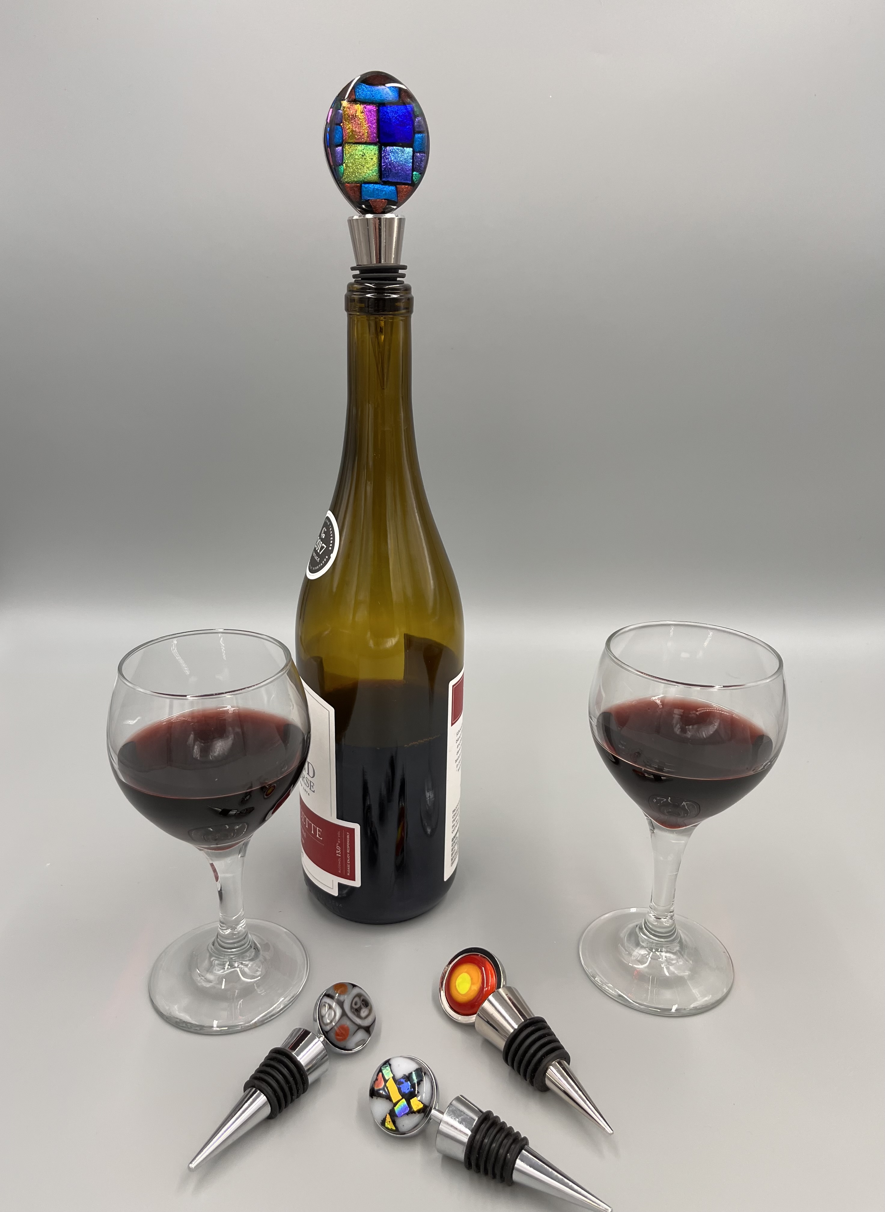 fused glass wine topper