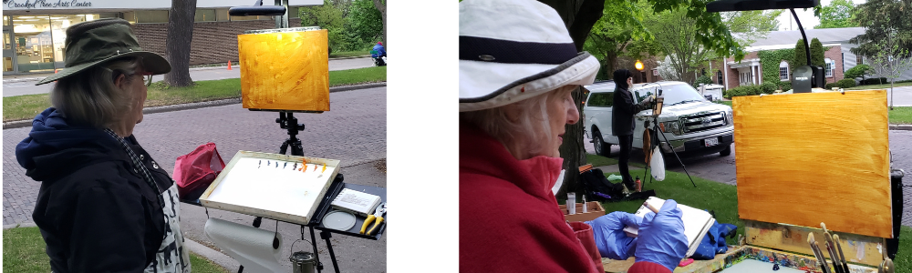 Students plein air painting nocturne