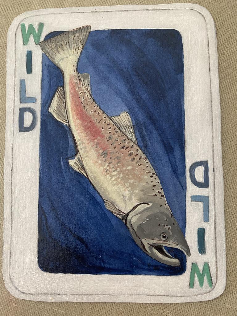 2021 participant in Clothesline Art event “Wild Friends”,Glen Arbor Arts Center. 5”x7” Acrylic.