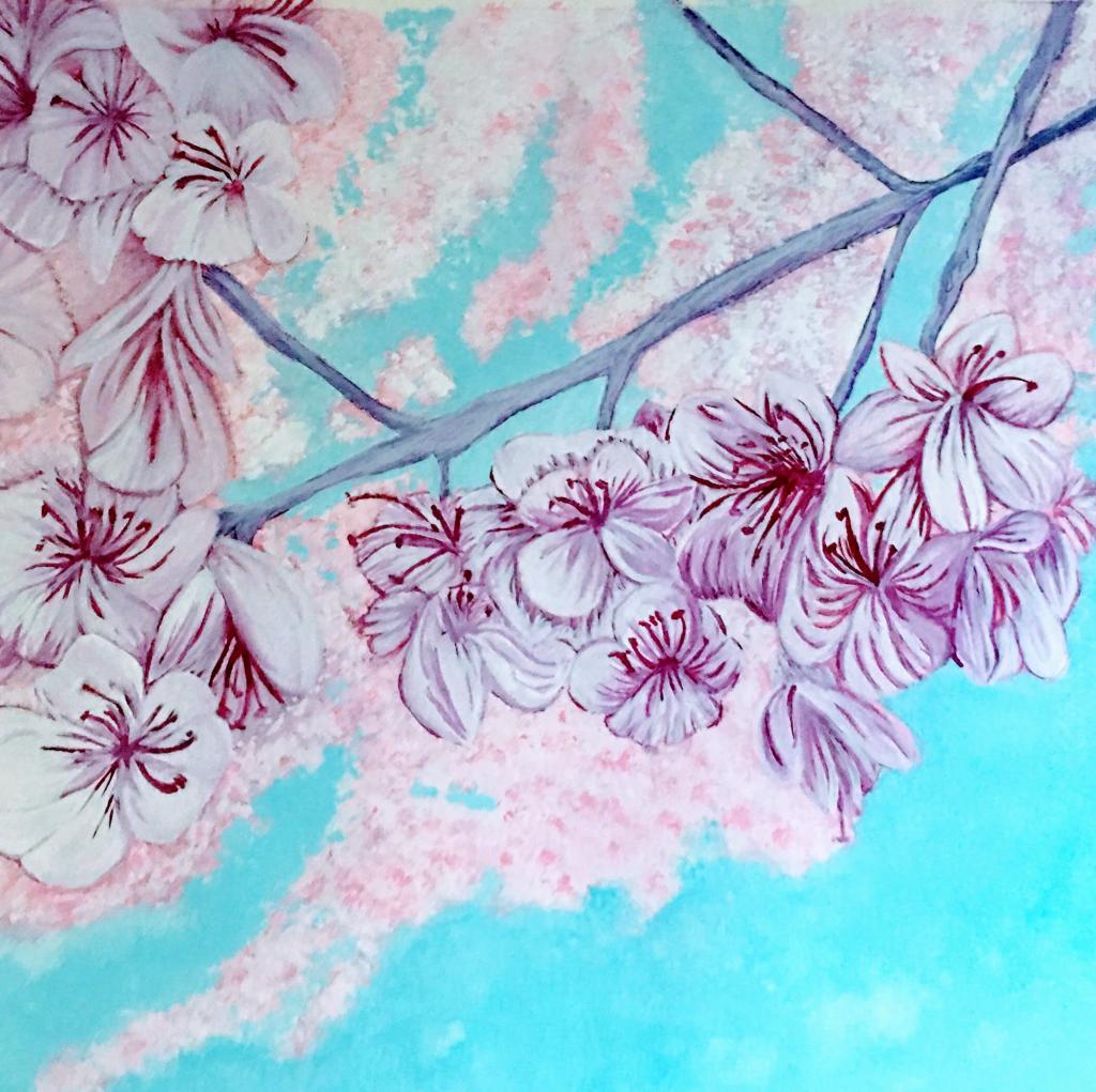 Michigan Cherry Blossoms 8x10 Watercolor on Canvas SOLD