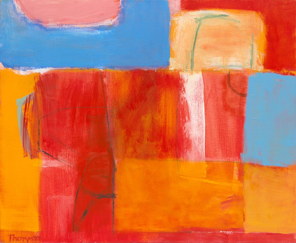 A 28 x 34 in oil painting, one of a series of abstract landscapes.