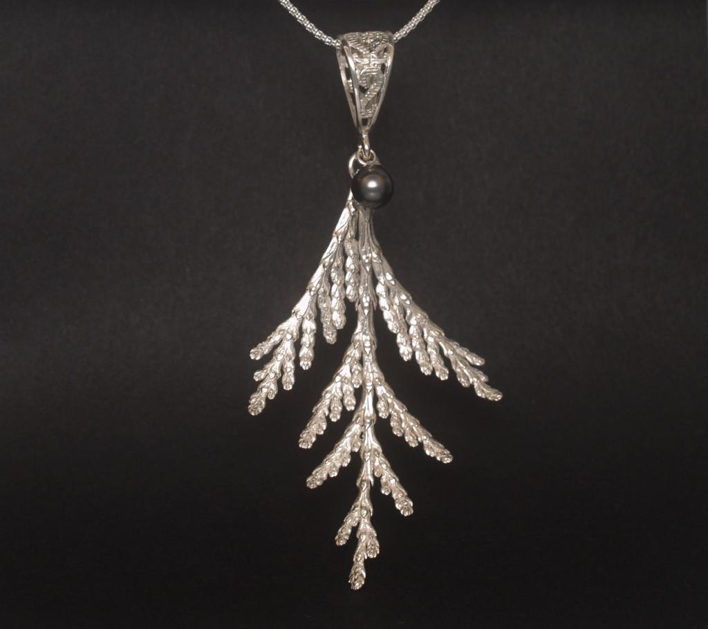 Sterling Silver Cedar Branch pendant