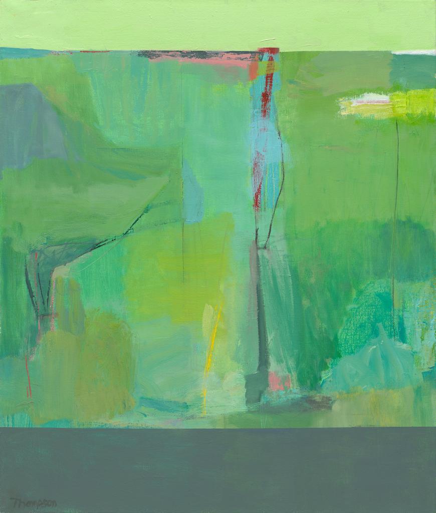 A 40 x 34 in oil painting and one of a series of abstract landscapes.