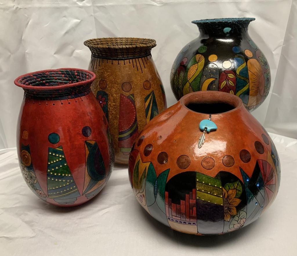 A collection of large vessels designed with my “Village” patterns