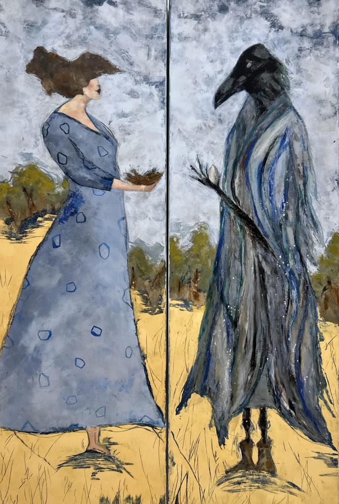 diptych of crow