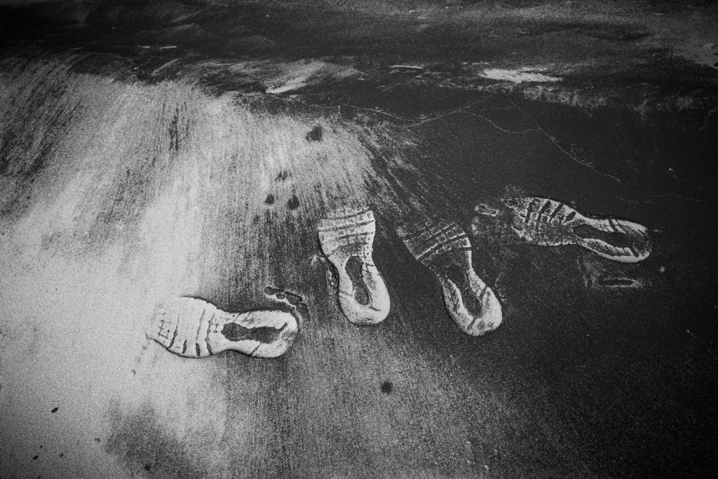 footprints on beach