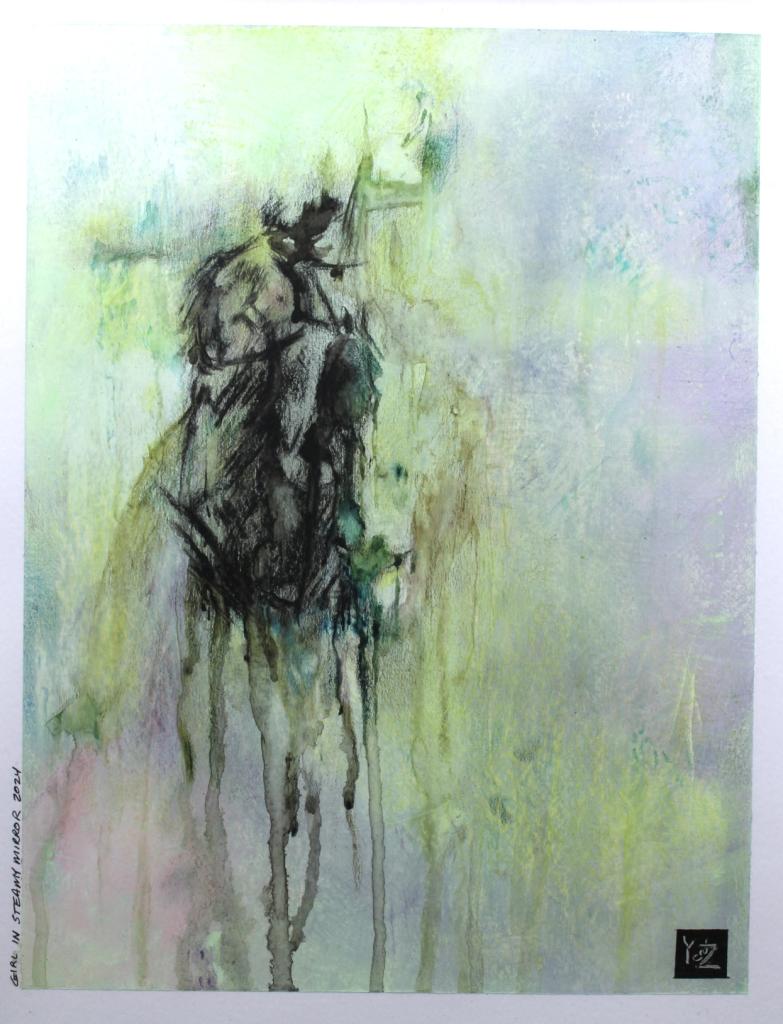 11”x15” Acrylic paint and water soluble colored pencils on paper 2023