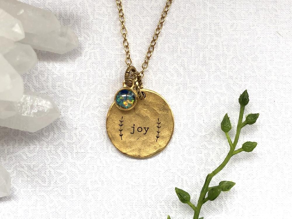 Sarah Whitscell Hammered Necklace, Blue Opal Charm