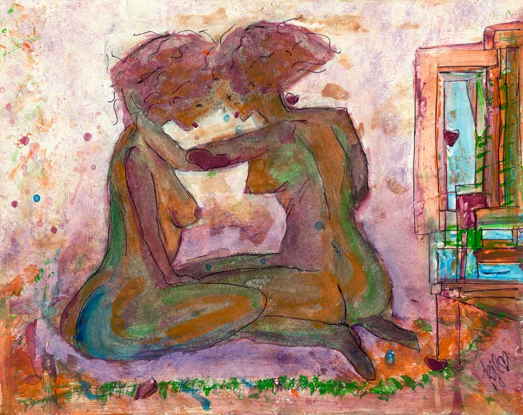 Original 8" x 10" charcoal, acrylic, gesso on acid free paper