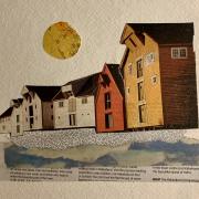 Paper collage on watercolor paper 6x6