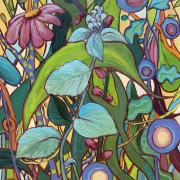 This oil painting is part of a botanical series emphasizing shapes and harmonious but vibrant color. 