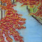 Michigan Fall River Scene 9x12 Watercolor on Canvas