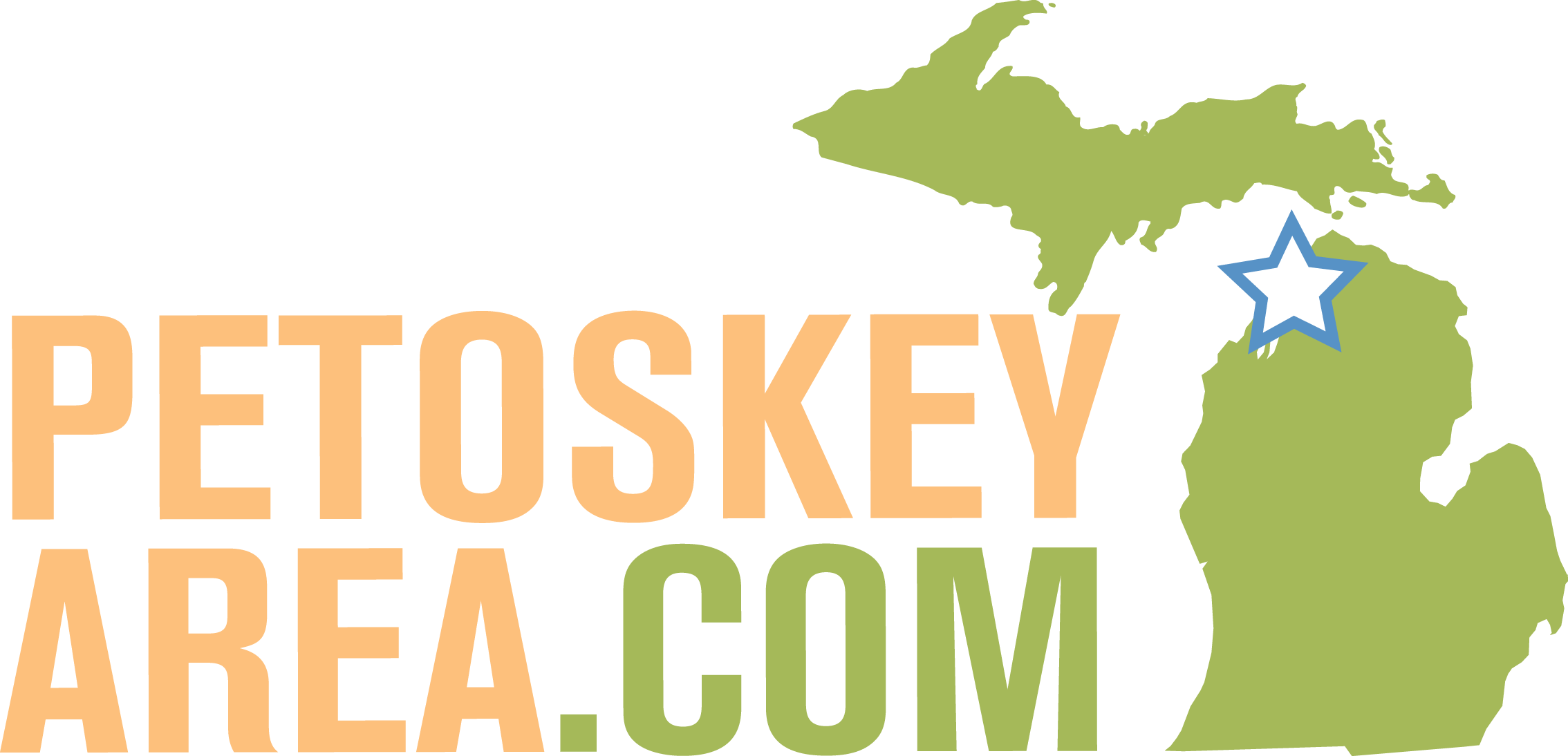 PetoskeyArea.com logo with state of michigan outline